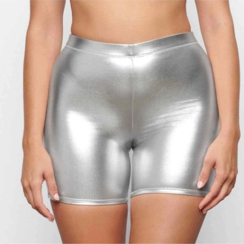 SKIMS Metallic Nickel Bike Shorts XXS | Shapewear Biker Shorts Silver